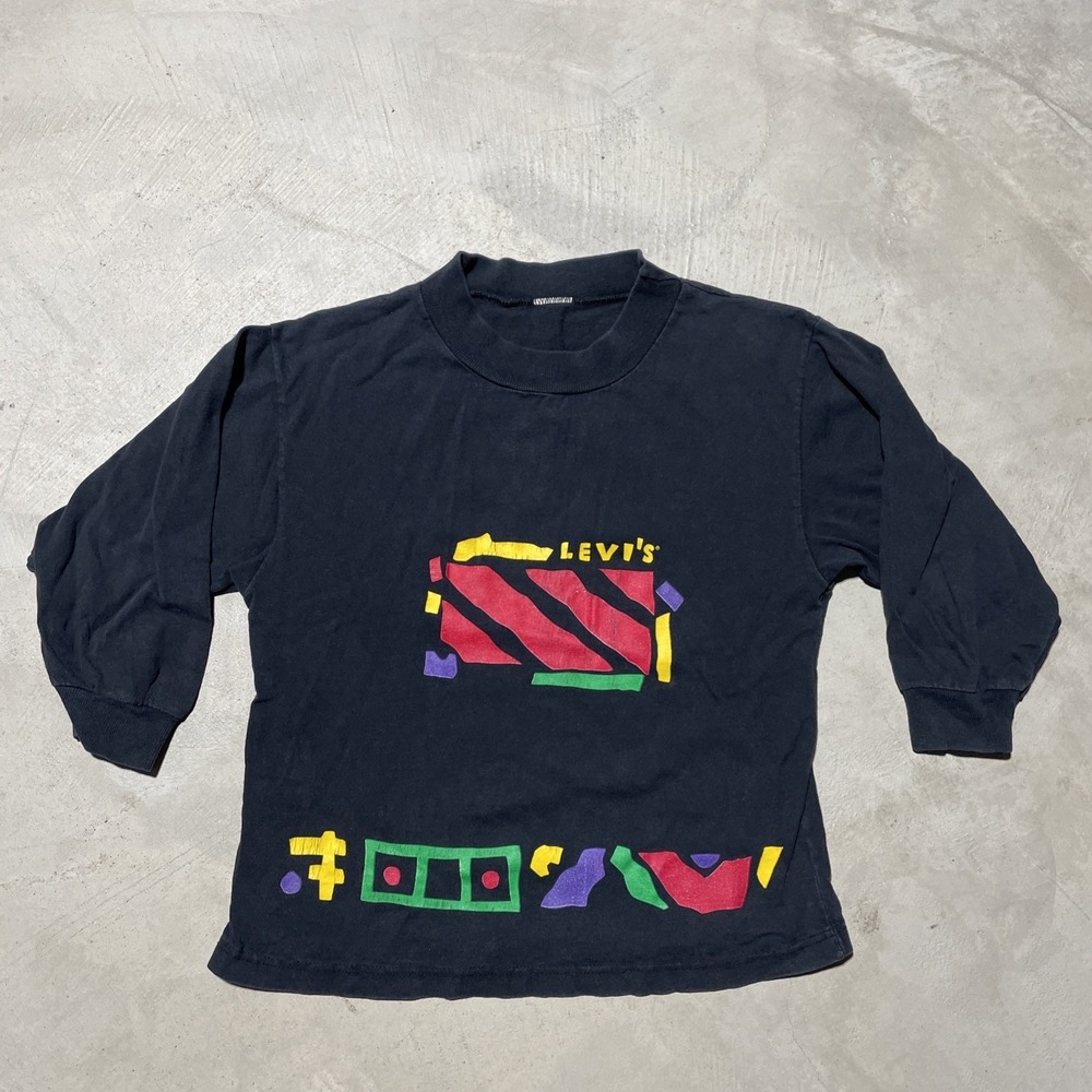 VINTAGE LEVI'S ORIGINAL KIDS T SHIRT 90s TODDLER TEE ABSTRACT ART